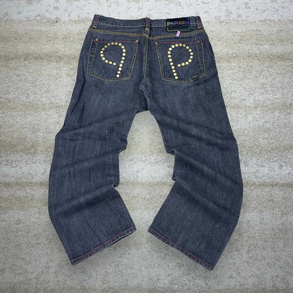 Vintage Y2K Skater Wide Leg Jeans 36x30 Baggy Fit Smoke Black Wash Denim Rap